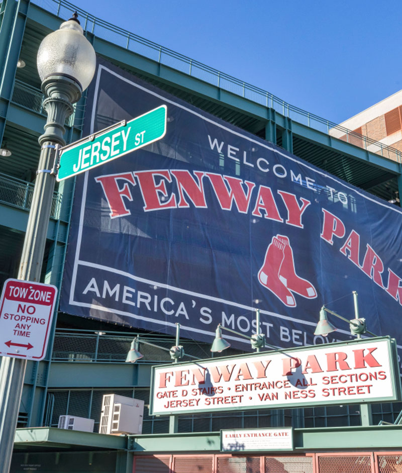 Fenway Park pictured here is on the list with Improv Asylum as one of the best things for school groups visiting Boston to do.
